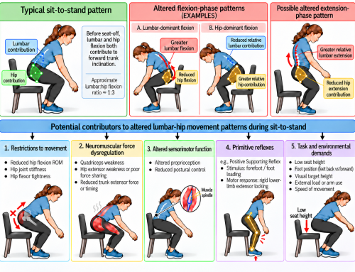 What are possible causes of altered hip – lumbar movement during sit to stand?